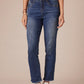 "AB"SOLUTION HIGH RISE CASCADING EMBROIDERED "D" SLIM STRAIGHT JEAN