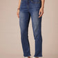 "AB"SOLUTION HIGH RISE CASCADING EMBROIDERED "D" SLIM STRAIGHT JEAN