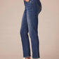 "AB"SOLUTION HIGH RISE CASCADING EMBROIDERED "D" SLIM STRAIGHT JEAN