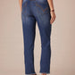 "AB"SOLUTION HIGH RISE CASCADING EMBROIDERED "D" SLIM STRAIGHT JEAN