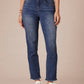 "AB"SOLUTION HIGH RISE CASCADING EMBROIDERED "D" SLIM STRAIGHT JEAN