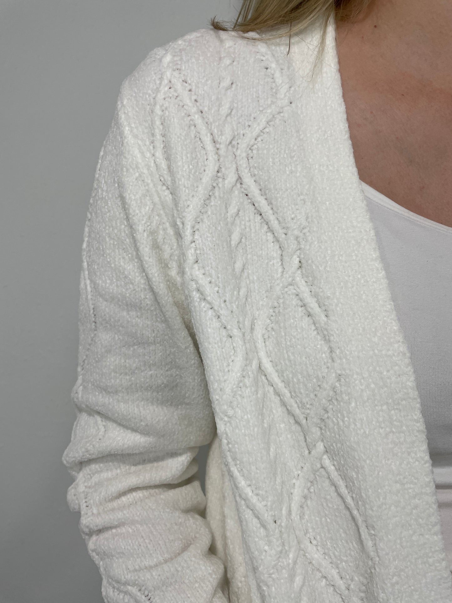 VELVETEEN OPEN KNIT CARDIGAN