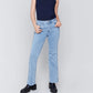 CHARLIE B BRAIDED SIDE STRAIGHT LEG JEAN - LIGHT BLUE