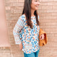 TEXTURED 2 POCKET TOP - BLUE MULTI