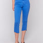 CHARLIE B CROPPED ASYMMETRICAL HEM PANTS - COASTAL