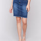 EVELYN FRAYED HEM DENIM SKORT