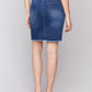 EVELYN FRAYED HEM DENIM SKORT