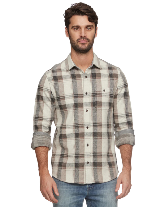 CLEARBROOK FLANNEL BUTTON DOWN - CREAM/CHARCOAL