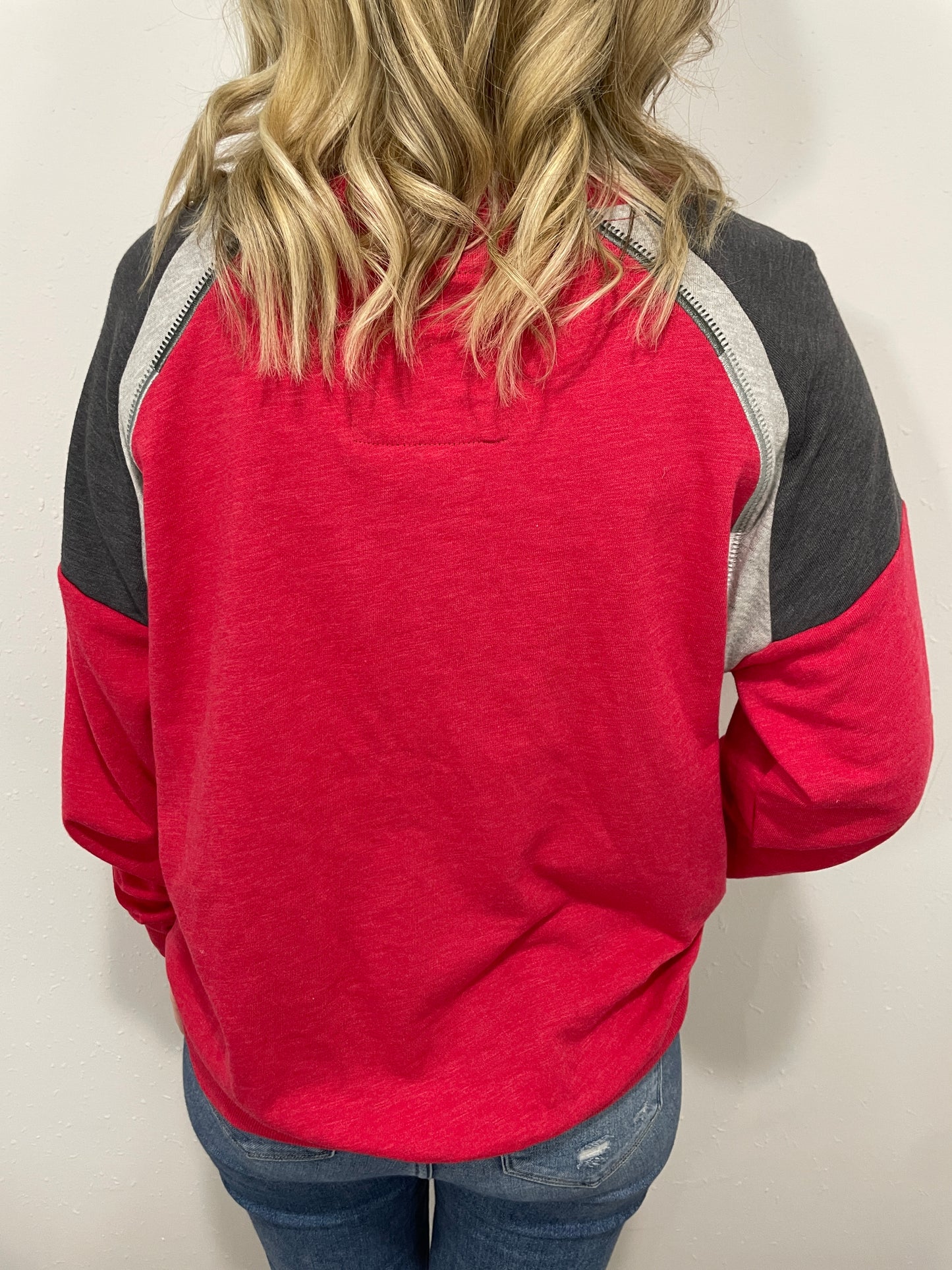 NEBRASKA LONDON CREW NECK SWEATSHIRT - RED/GREY