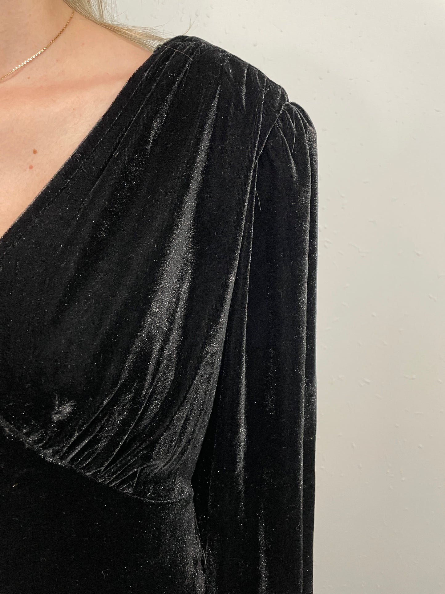ETTA VELOUR DRESS - BLACK