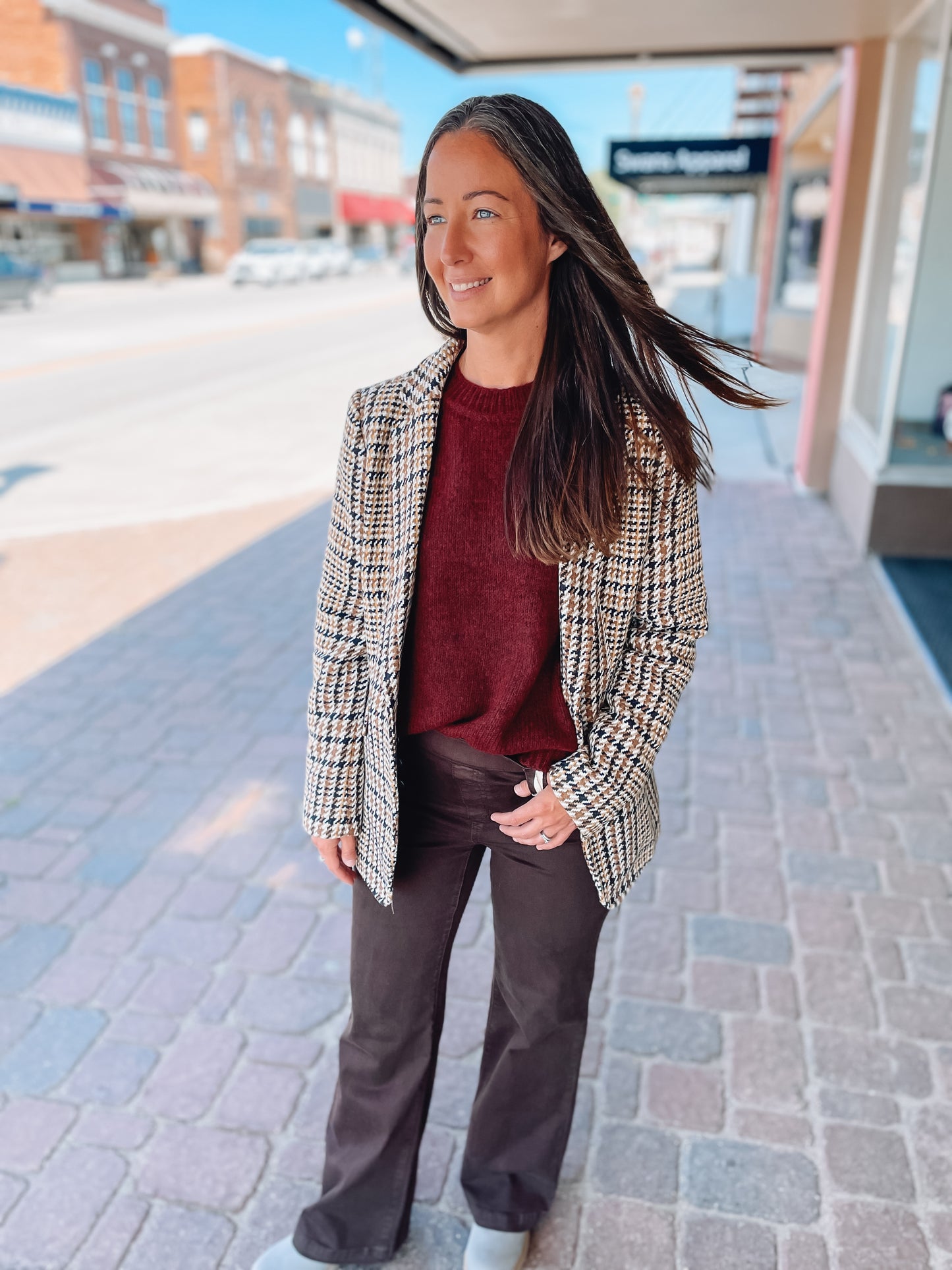 CHARLIE B PLAID BLAZER - TERRACOTTA MULTI