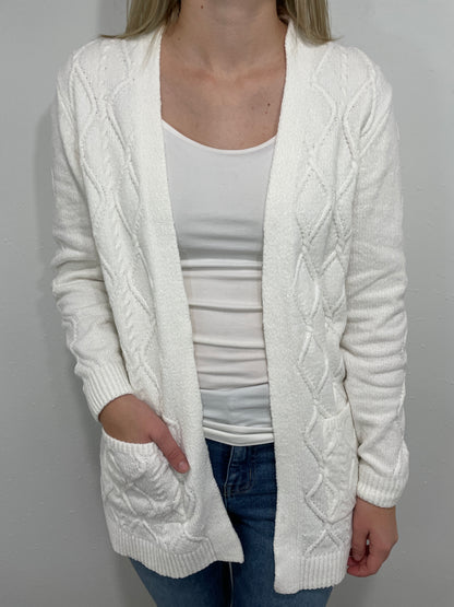 VELVETEEN OPEN KNIT CARDIGAN