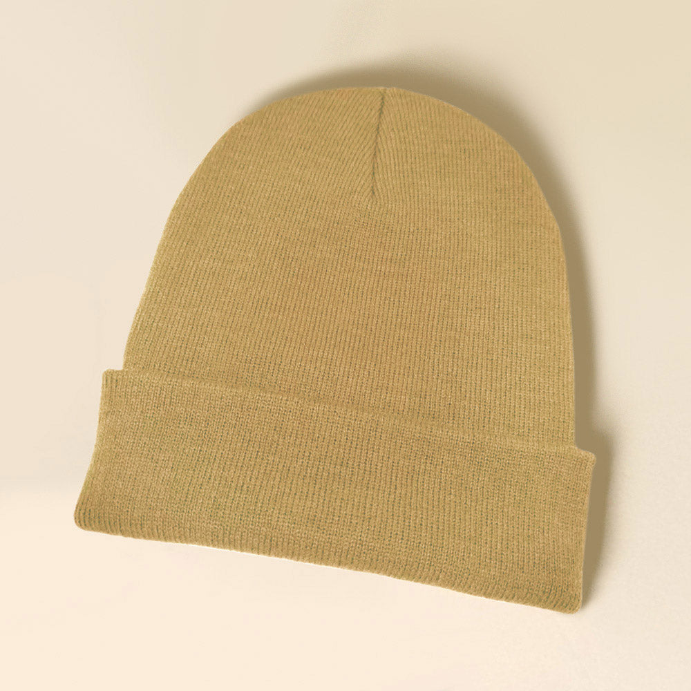 SOLID KNIT BEANIE HAT