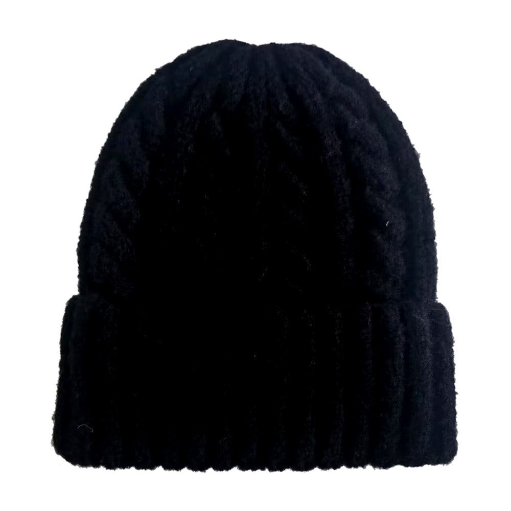 SOLID CABLE KNIT BEANIE HAT