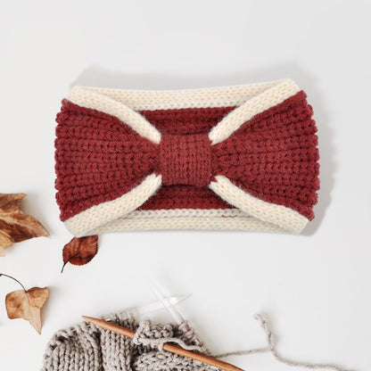 TWO TONE KNIT BOW EARMUFF HEADBAND