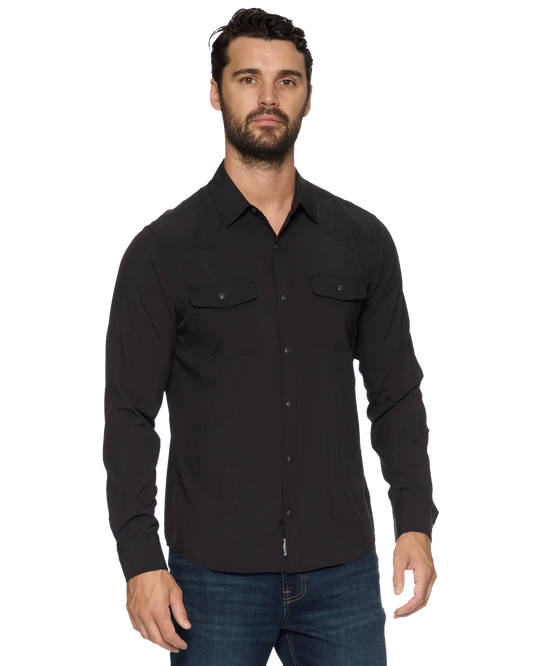 LONGMONT PERFORMANCE WESTERN SHIRT - BLACK