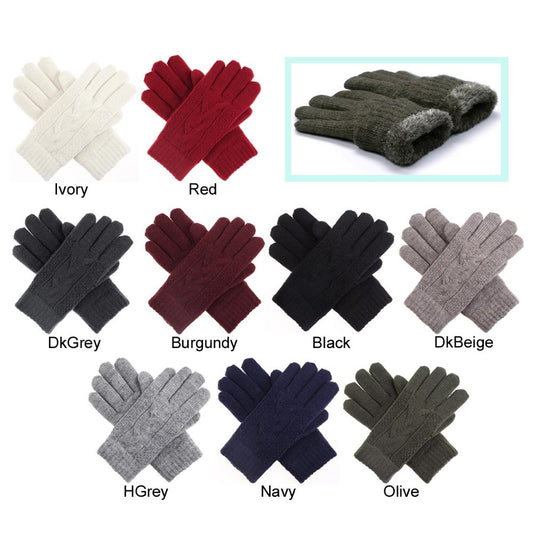 CABLE KNIT FLEECE LINED GLOVES