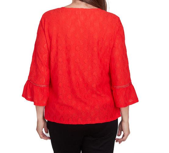 SOLID HEART TEXTURED TOP - RED