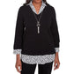 HEART TRIM 2-IN-1 SWEATER - BLACK/WHITE