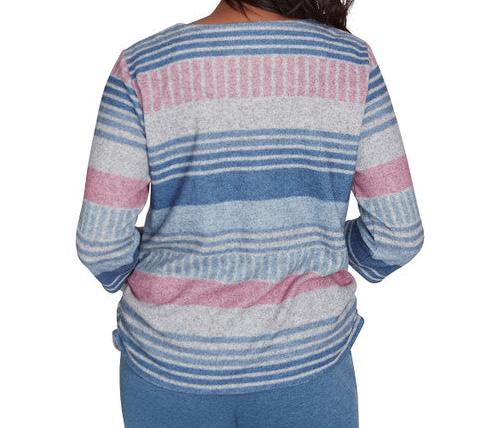 RUCHED STRIPED TOP - BLUE MULTI