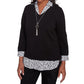 HEART TRIM 2-IN-1 SWEATER - BLACK/WHITE