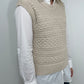 TRIBAL CREW NECK KNIT SWEATER VEST - BONE