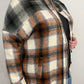 TWO-TONE PLAID SHACKET - CURVY - RUST/OLIVE