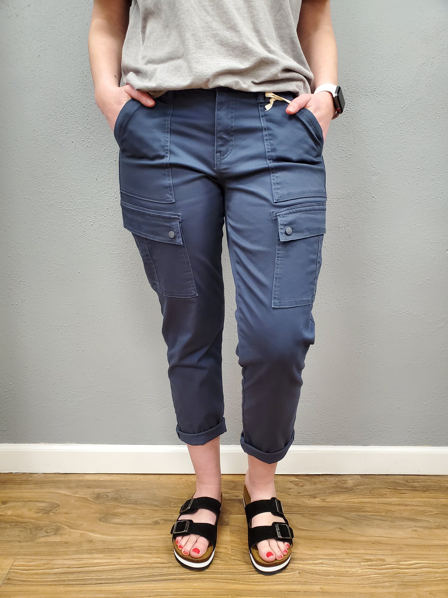 DEMOCRACY CROPPED CARGO PANTS - ORION BLUE