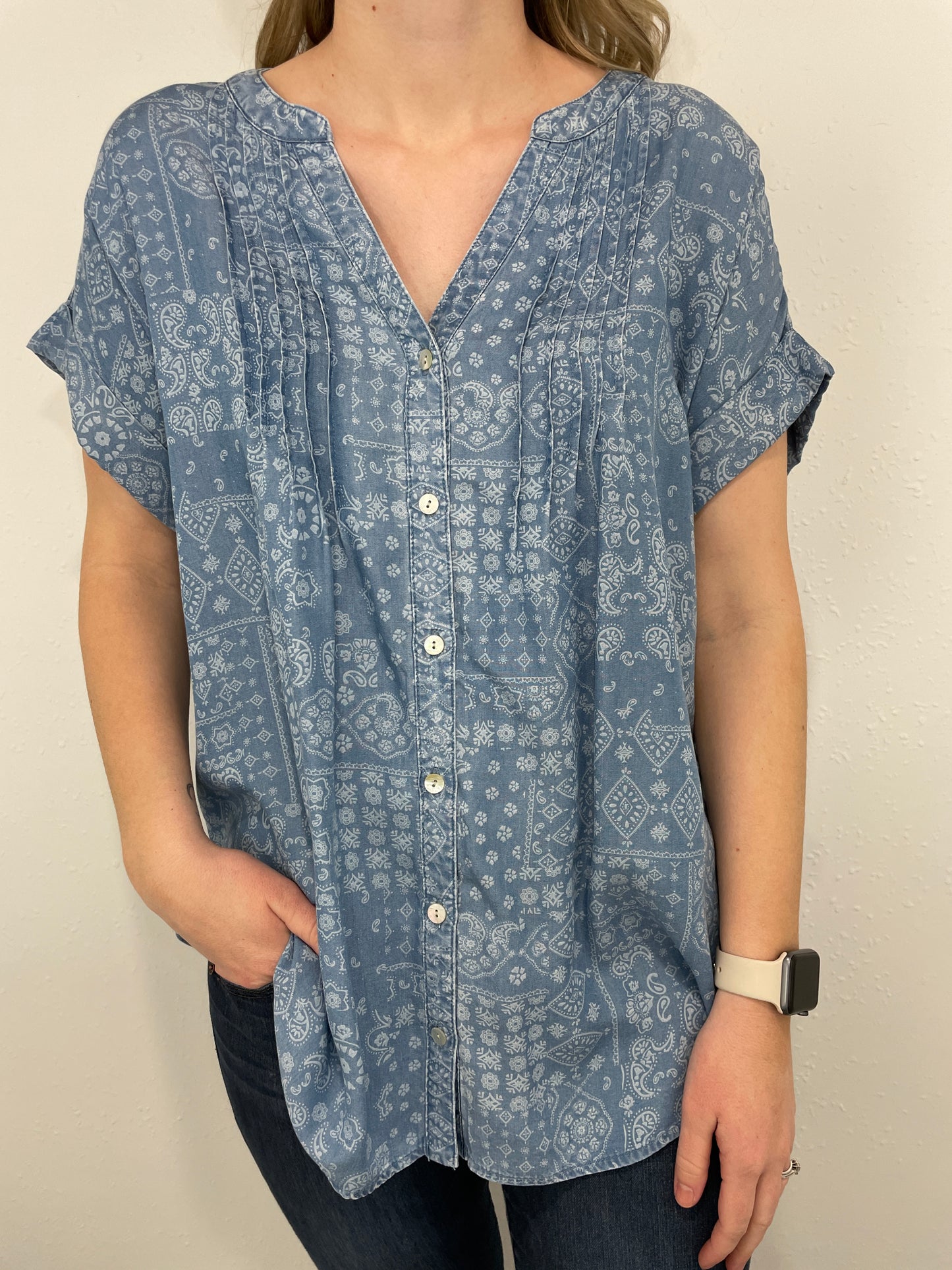 PAISLEY PARTY TOP - CHAMBRAY MULTI