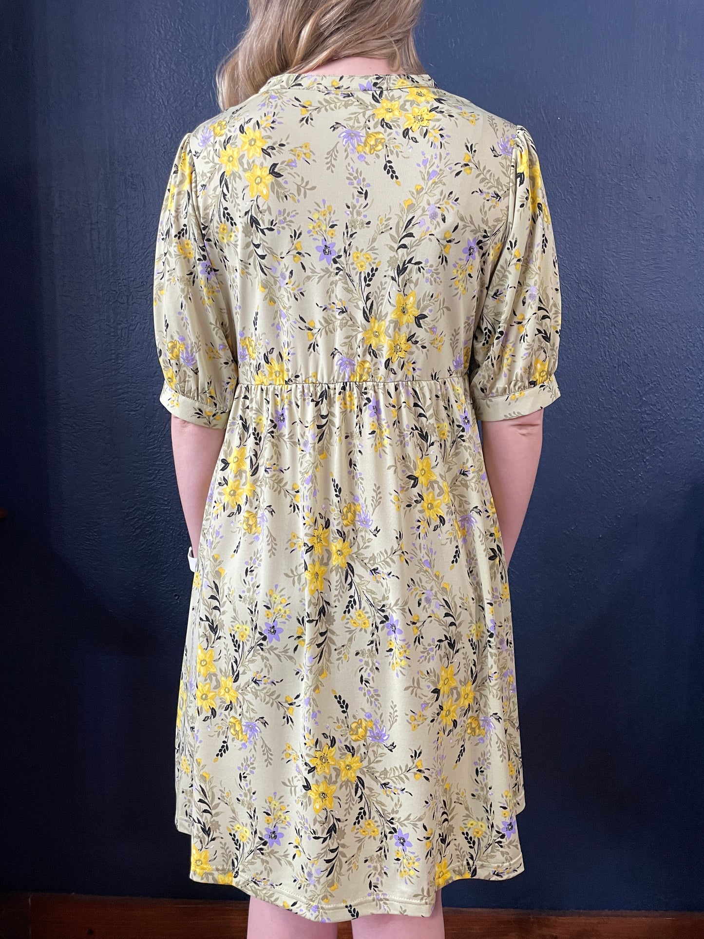 SKYE'S THE LIMIT FLORAL VIBES DRESS - SAGE/YELLOW/LILAC