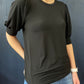 SOLID PUFF SLEEVE TOP - BLACK
