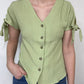 CRINKLE TIE BUTTON FRONT TOP - LIGHT GREEN